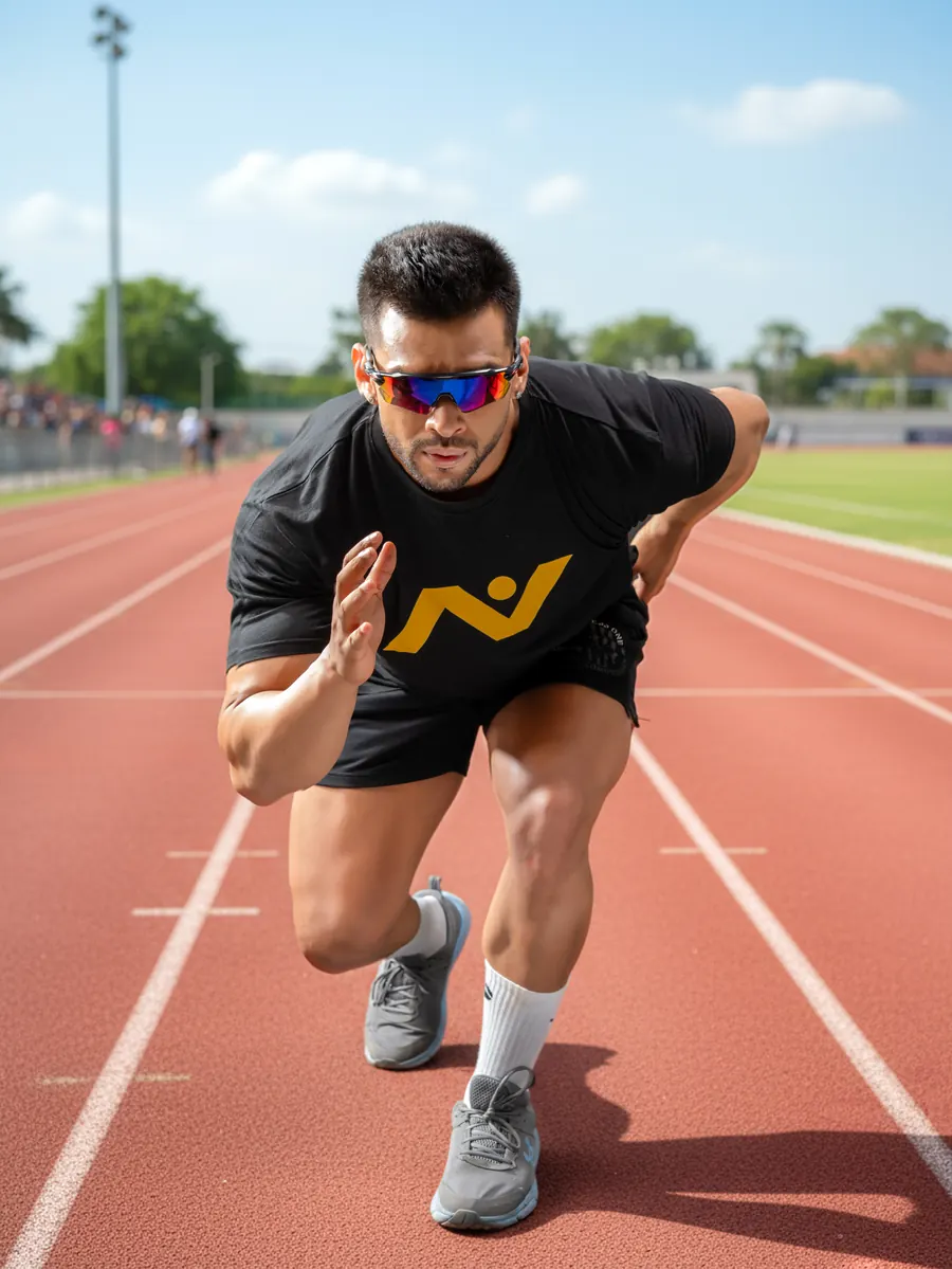 SNC Planet coach accelerating on a running track